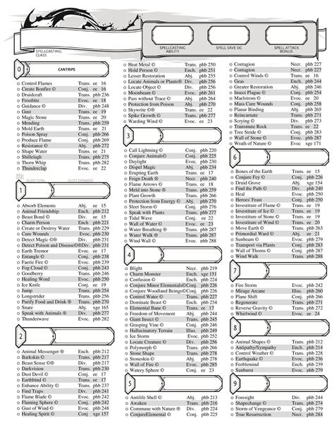 5e druid spells|Iba pa.